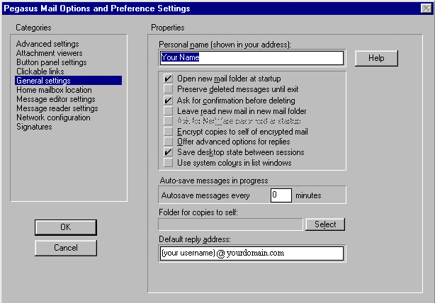 Pegasus Mail Help Screen #1